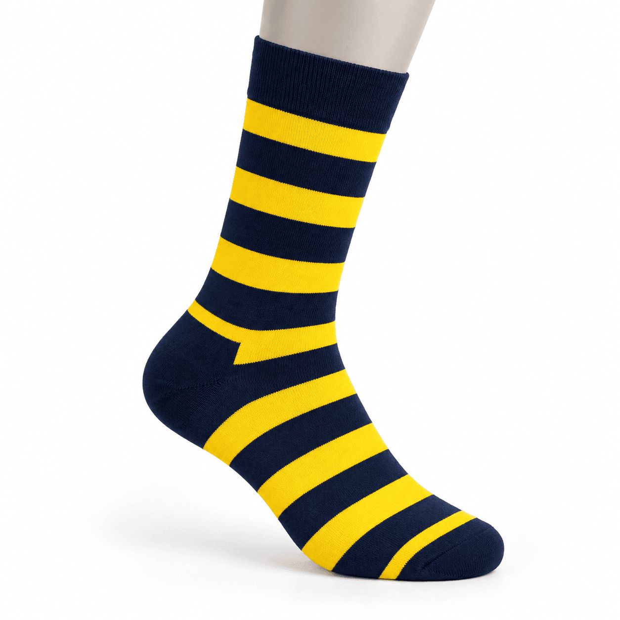 Navy and Yellow Stripe Crew Socks