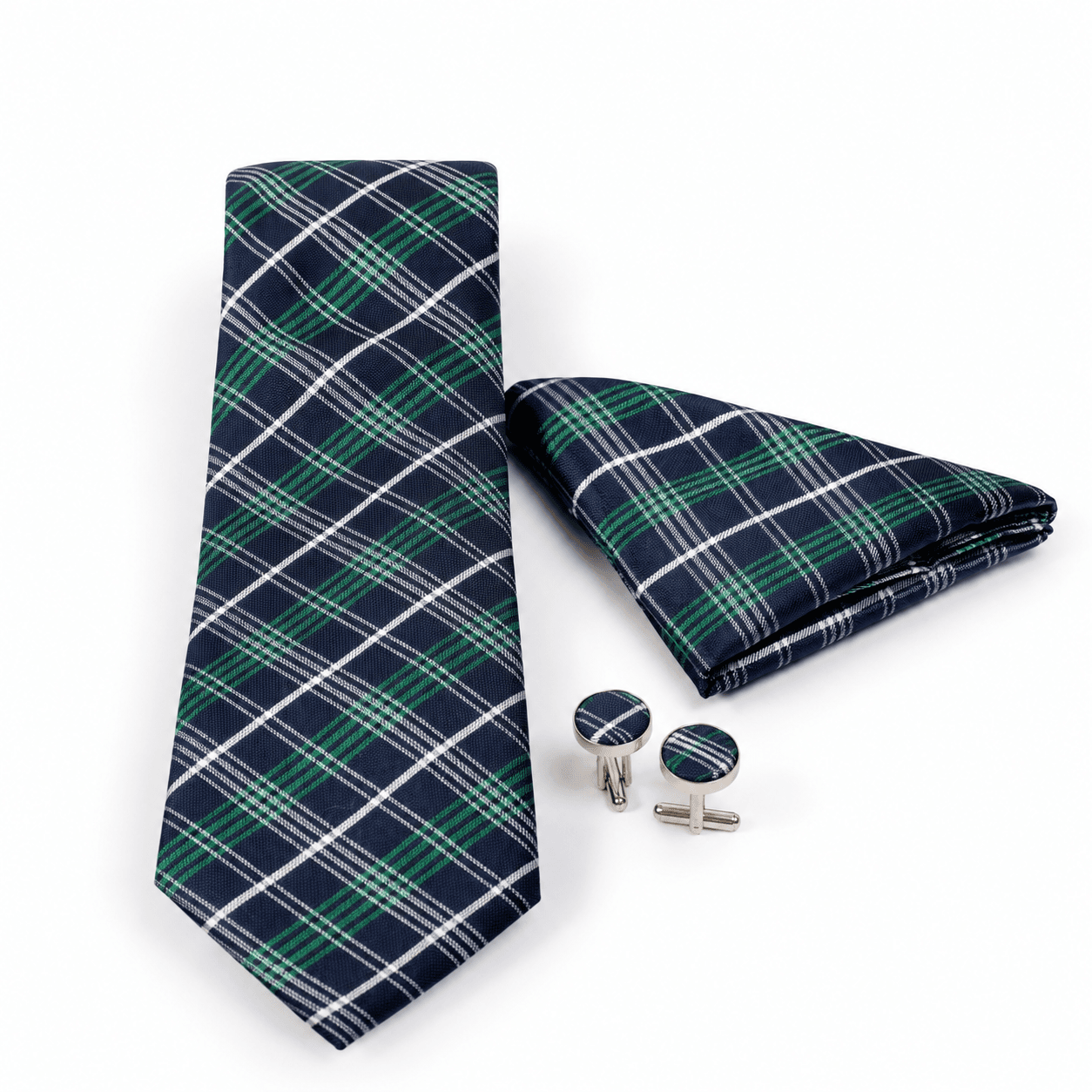 Navy Tartan Tie Set