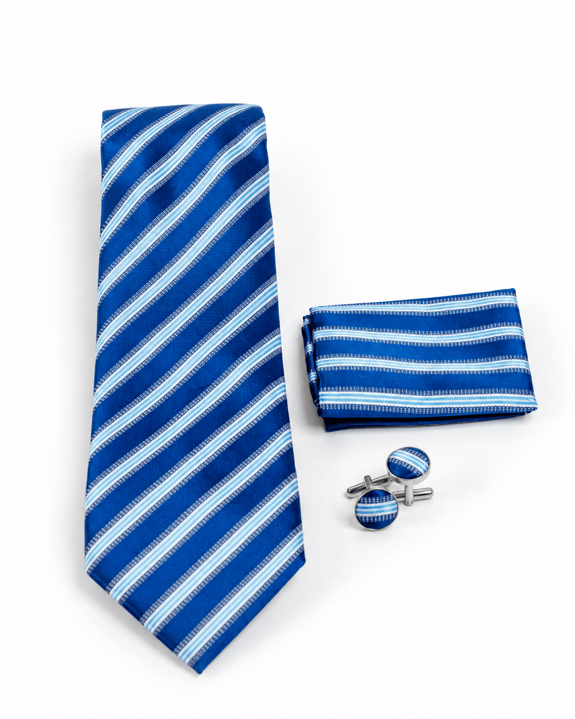 Blue Striped Tie and Cufflink Set